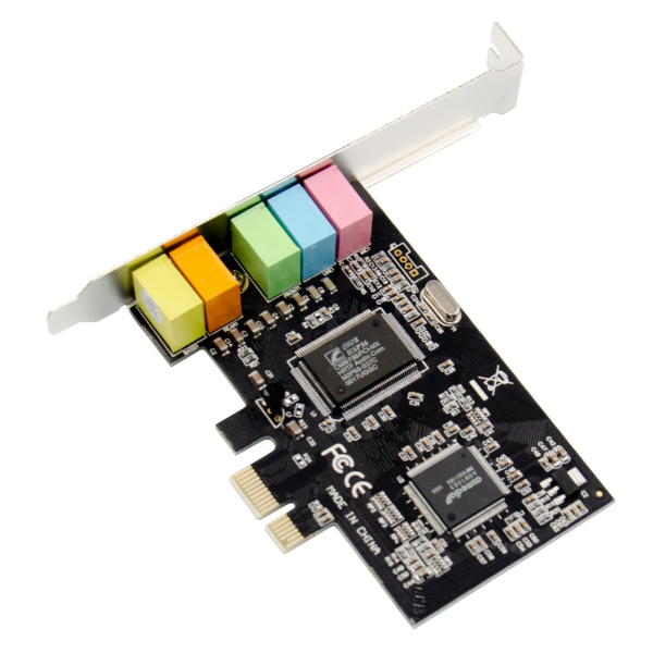 Alternative view of POWERTECH κάρτα επέκτασης ήχου PCIe σε 2x channel audio ST13, CMI8738 + ASM1083