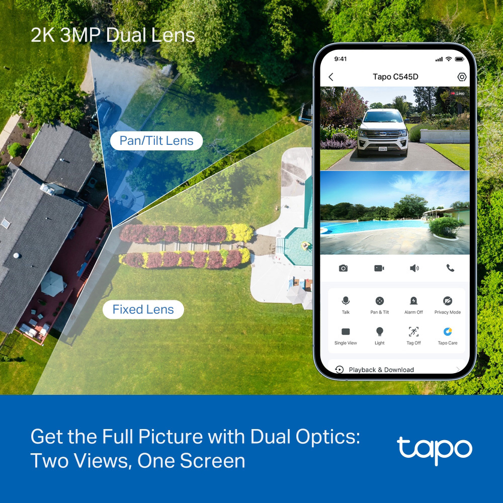 TP-LINK smart κάμερα Tapo C545D, dual lens, 2K/3MP, WiFi, PTZ, IP66, V1.0 - Image 6
