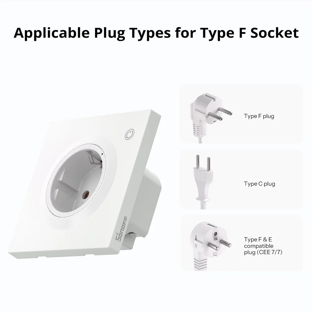 SONOFF smart επιτοίχια πρίζα ρεύματος WS01TPF-E, WiFi, Matter, 16A/4000W, λευκή - Image 7