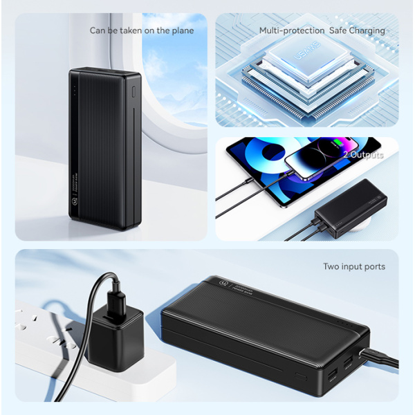 Alternative view of USAMS power bank US-CD205, 2x USB θύρες εξόδου, 10000mAh, 10W, λευκό