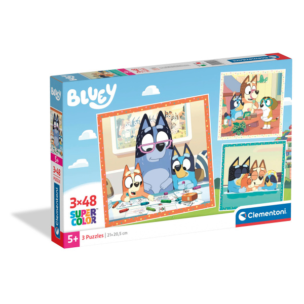 Clementoni Παιδικό Παζλ Super Color Bluey 3x48 τμχ