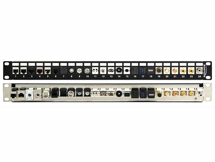 DELOCK keystone patch panel 43277, 19"/1U, 24 ports, μαύρο - Image 2
