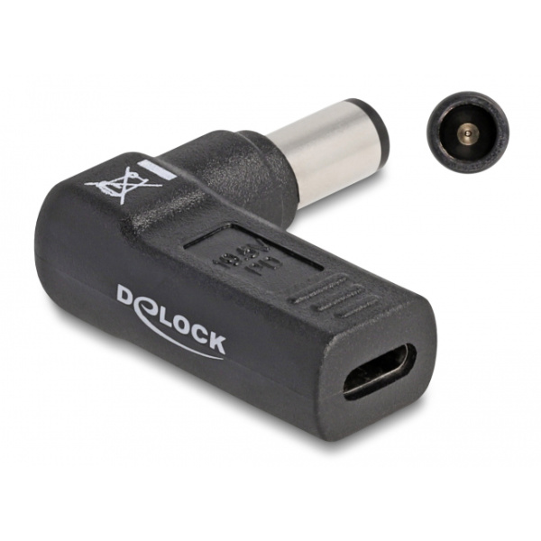 DELOCK αντάπτορας τροφοδοσίας laptop 60008, USB-C σε Dell 7.4x5mm, μαύρος