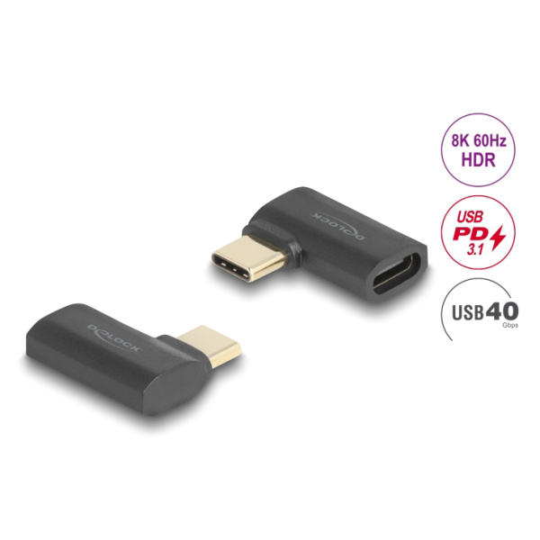 Alternative view of DELOCK αντάπτορας USB-C 60245, αρσενικό σε θηλυκό, 240W, 40Gbps, μαύρος