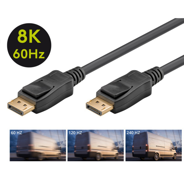 Alternative view of GOOBAY καλώδιο DisplayPort 61699, 8K/60Hz, 32.4 Gbps, 5m, μαύρο
