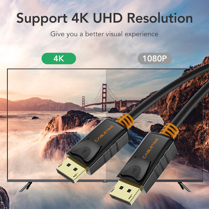 CABLETIME καλώδιο DisplayPort CT-AV585-01G, 4K/60Hz, 1.8m, μαύρο - Image 4