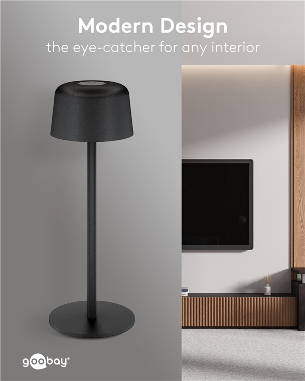 GOOBAY επιτραπέζιο φωτιστικό 77675, 3000K, dimmable, επαναφορτιζόμενο, μαύρο - Image 7