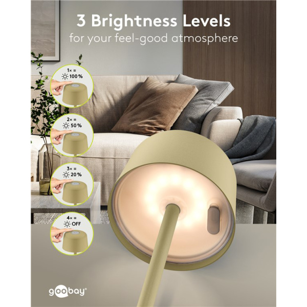 Alternative view of GOOBAY επιτραπέζιο φωτιστικό 77678, 3000K, dimmable, επαναφορτιζόμενο, μπεζ