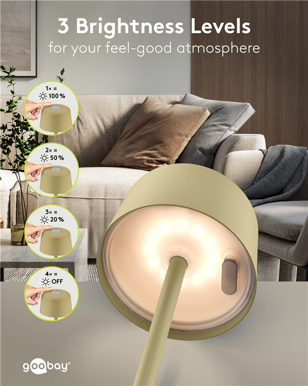 GOOBAY επιτραπέζιο φωτιστικό 77678, 3000K, dimmable, επαναφορτιζόμενο, μπεζ - Image 2