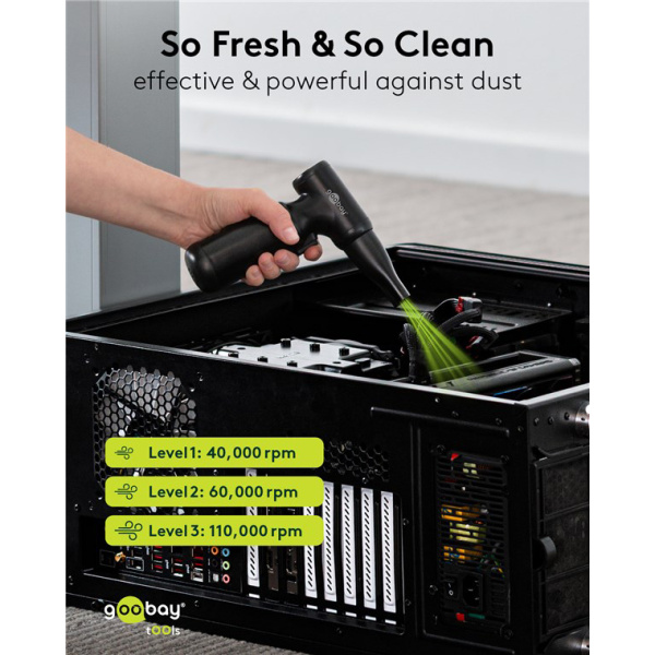Alternative view of GOOBAY ηλεκτρικό air duster 77830, 100W, 6000mAh, μαύρο