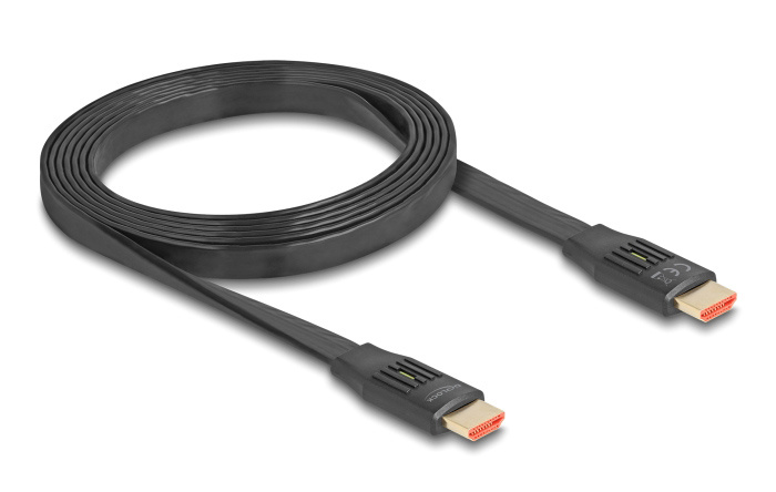 DELOCK καλώδιο HDMI 81002, flat, 8K/60Hz, 48 Gbps, eARC, HDR, 2m, μαύρο - Image 2