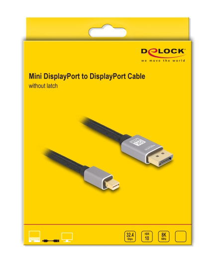 DELOCK καλώδιο mini DisplayPort σε DisplayPort 81091, 8K/60Hz, 32.4 Gbps, 1m, μαύρο - Image 3