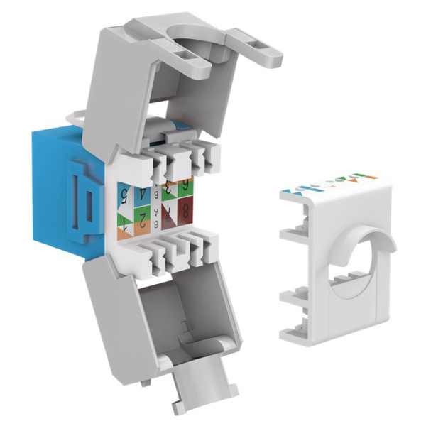 Alternative view of GOOBAY Keystone module RJ45 CAT 6A 90688, UTP, μπλε