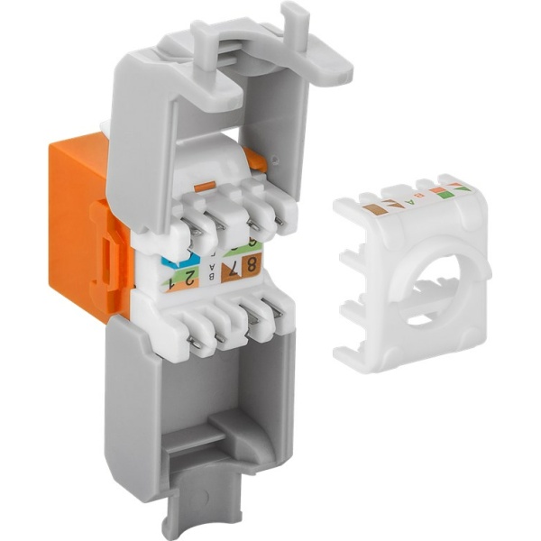 Alternative view of GOOBAY Keystone module RJ45 CAT 6A 90690, UTP, πορτοκαλί