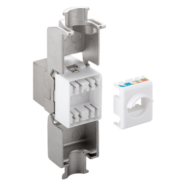 Alternative view of GOOBAY Keystone module RJ45 CAT 6A 90864, STP, 500 MHz, slim-line, ασημί