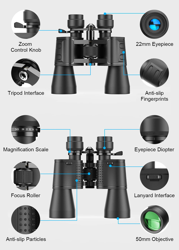 APEXEL κιάλια APS-PB10-30X50, 10x-30x zoom, Φ 50mm, μαύρα - Image 7