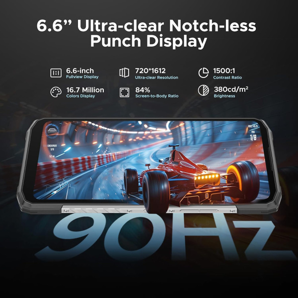 Alternative view of DOOGEE smartphone Blade10 Power, 6.6", 8/128GB, 10300mAh, IP68/IP69K/MIL-STD-810H, μαύρο
