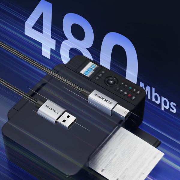 Alternative view of CABLETIME καλώδιο USB σε USB Type B CT-AMBM1, 480Mbps, 5m, μαύρο