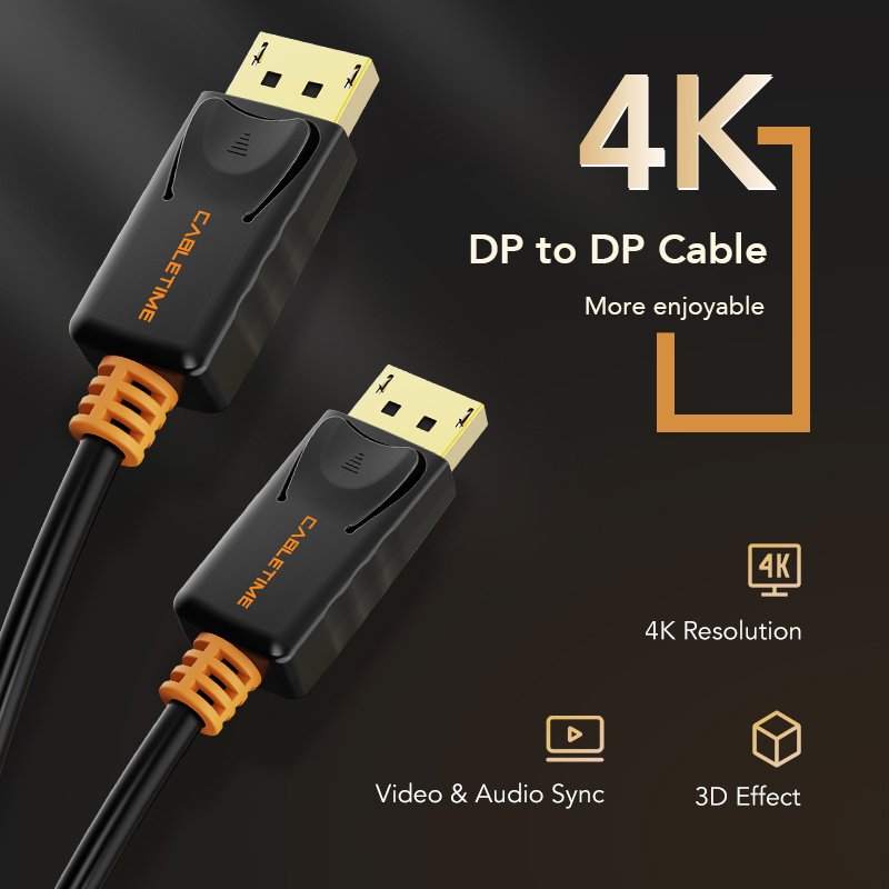 CABLETIME καλώδιο DisplayPort CT-AV585-01G, 4K/60Hz, 3m, μαύρο - Image 3