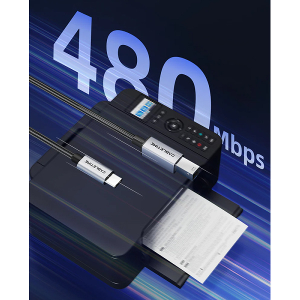 Alternative view of CABLETIME καλώδιο USB-C σε USB Type B CT-CMBM1, 480Mbps, 2m, μαύρο