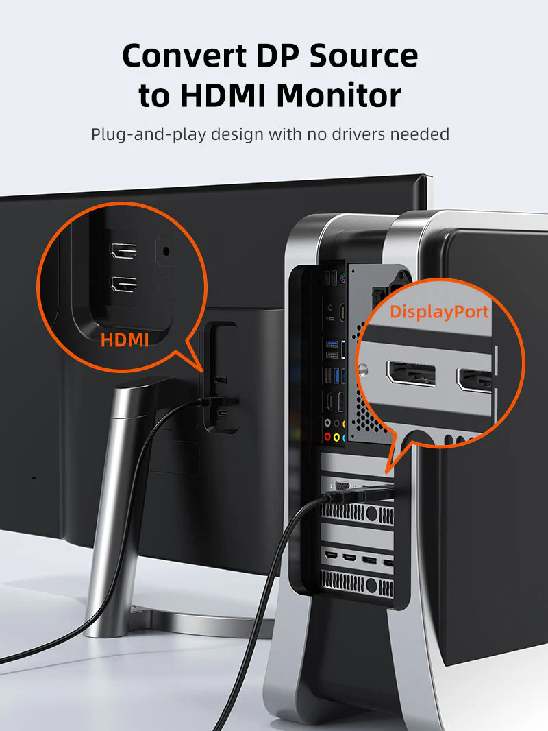 CABLETIME αντάπτορας DisplayPort σε HDMI CT-DMHF4K-AG6, 4K/60Hz, γκρι - Image 3