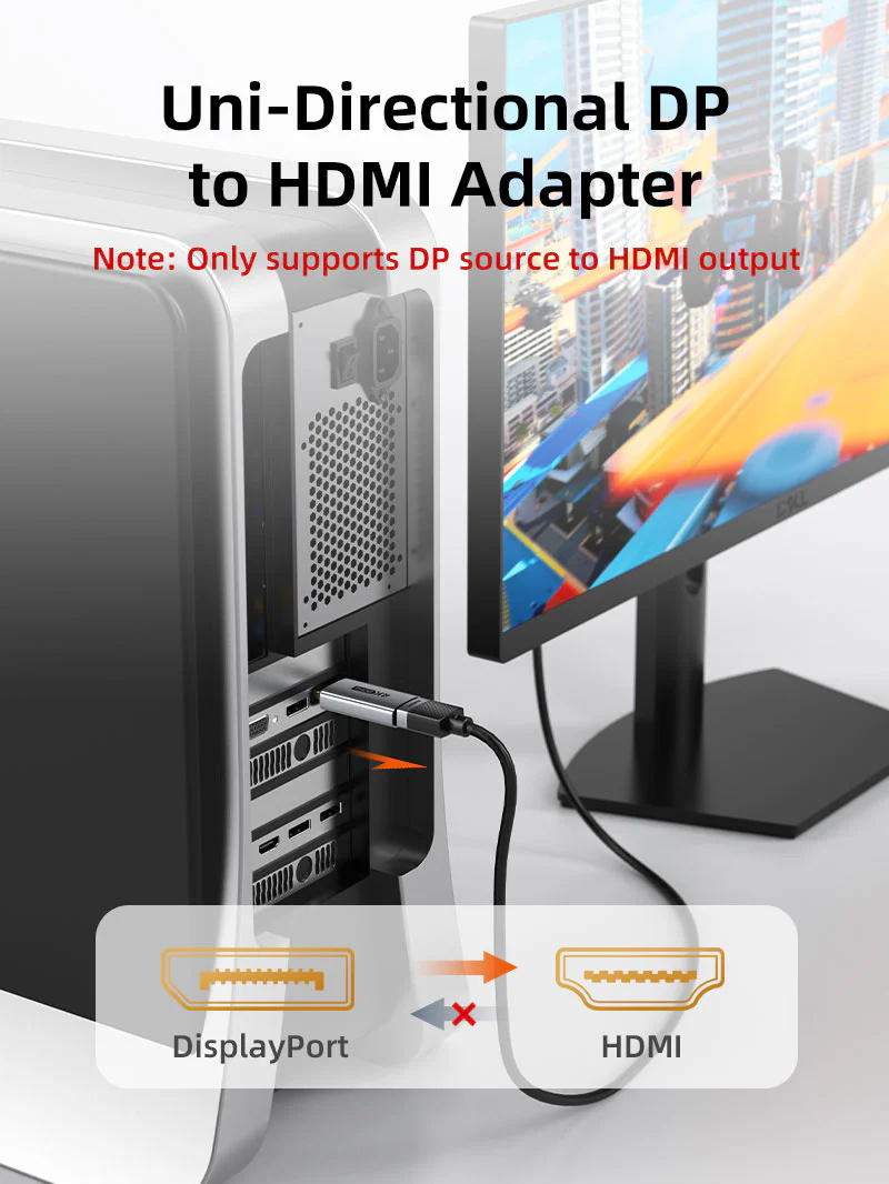 CABLETIME αντάπτορας DisplayPort σε HDMI CT-DMHF4K-AG6, 4K/60Hz, γκρι - Image 4