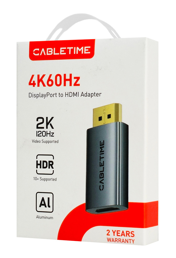 CABLETIME αντάπτορας DisplayPort σε HDMI CT-DMHF4K-AG6, 4K/60Hz, γκρι - Image 7