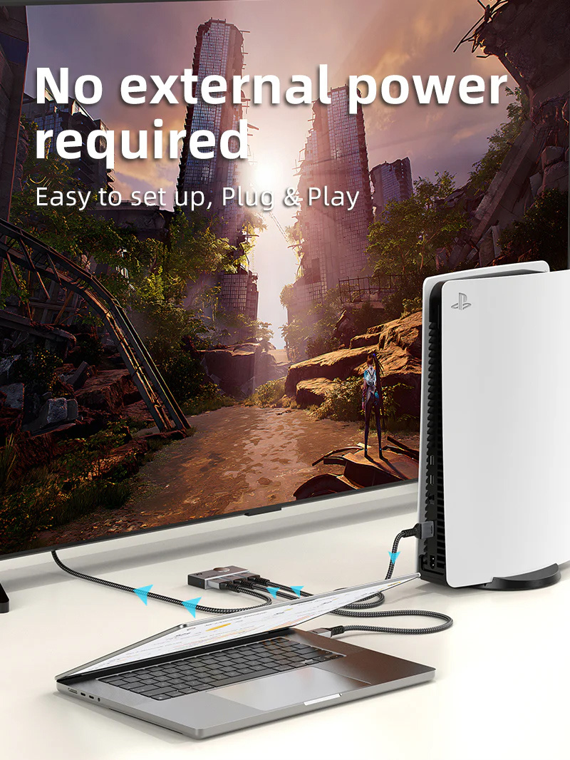 CABLETIME HDMI switch CT-HS4K2-AG, 2 σε 1, 4K/60Hz, bi-directional, γκρι - Image 3