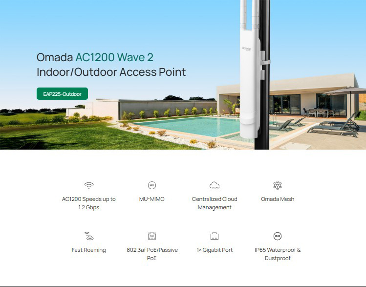TP-LINK access point EAP225-OUTDOOR, AC1200 MU-MIMO, V3.20 - Image 2