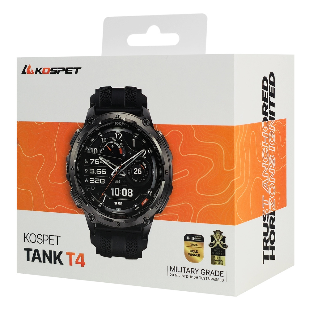 KOSPET smartwatch TANK T4, heart rate, 1.43" AMOLED, GPS, 10 ATM & IP69K, μαύρο - Image 4