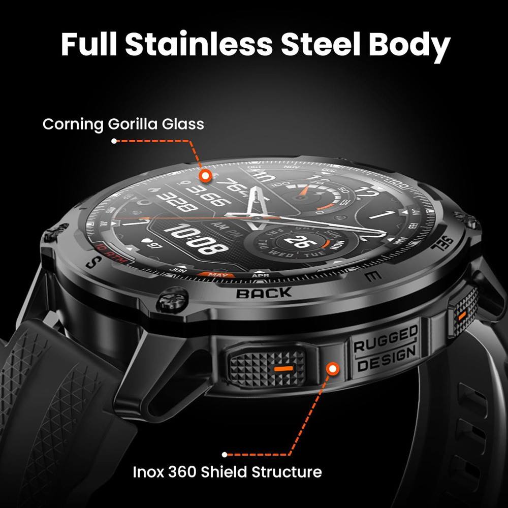 KOSPET smartwatch TANK T4, heart rate, 1.43" AMOLED, GPS, 10 ATM & IP69K, μαύρο - Image 6