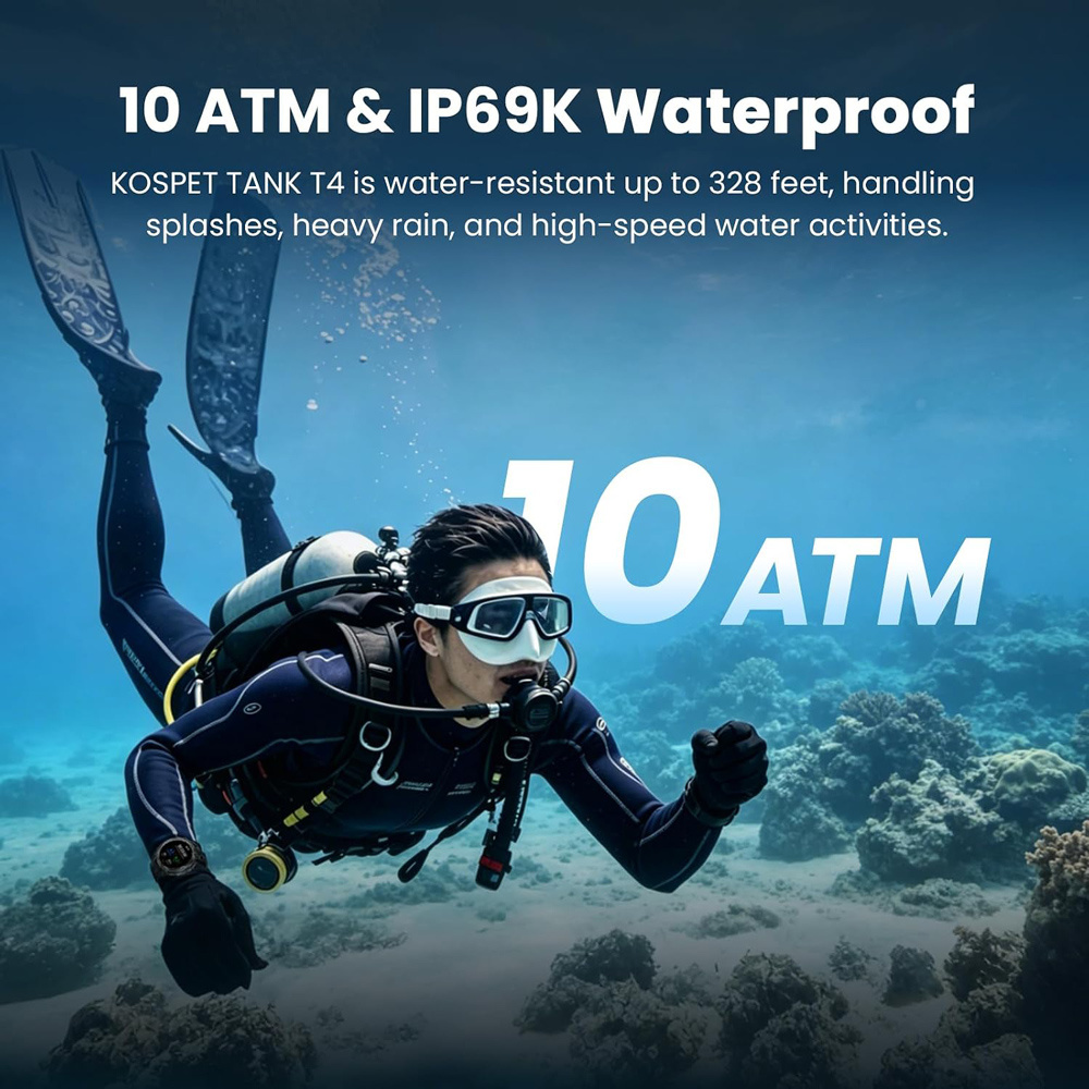 KOSPET smartwatch TANK T4, heart rate, 1.43" AMOLED, GPS, 10 ATM & IP69K, μαύρο - Image 7
