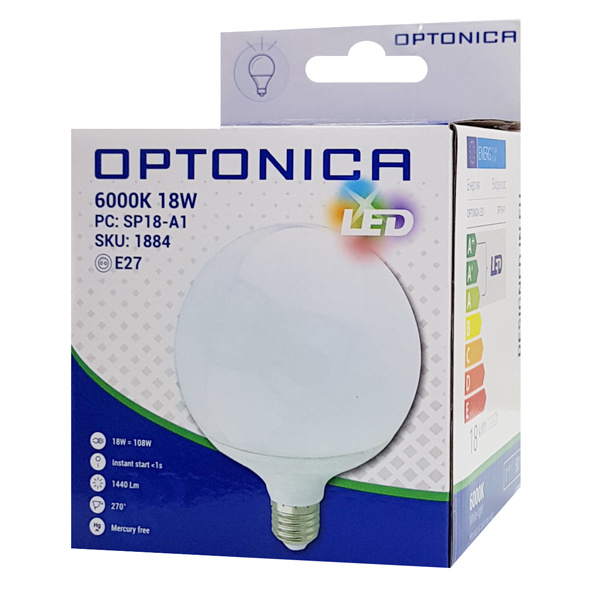 Alternative view of OPTONICA LED λάμπα G120 1884, 18W, 6000K, E27, 1440lm