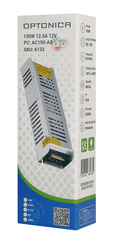 OPTONICA τροφοδοτικό LED καλωδιοταινίας 6133, 150W, 12V/12.5A - Image 3