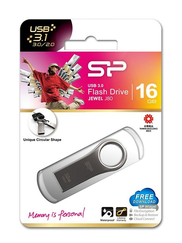 SILICON POWER USB Flash Drive Jewel 80, 16GB, USB 3.2, ασημί - Image 2