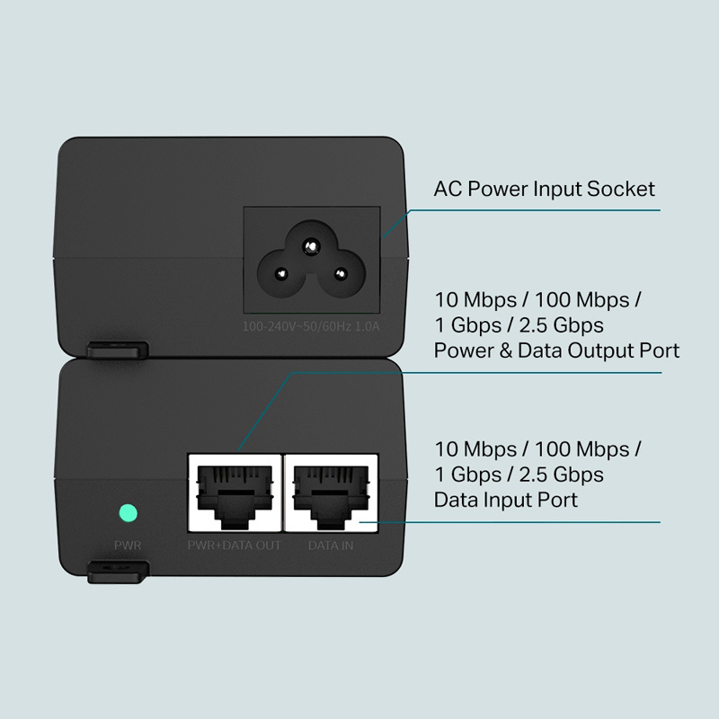 TP-LINK 2.5G PoE+ Injector TL-POE260S, IEEE 802.3af/at, Ver. 1.0 - Image 5