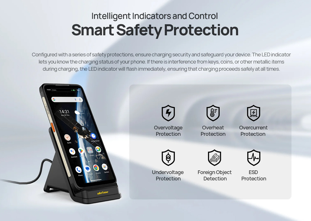 ULEFONE ασύρματος φορτιστής & βάση smartphone WCS01, 50W, μαύρος - Image 8