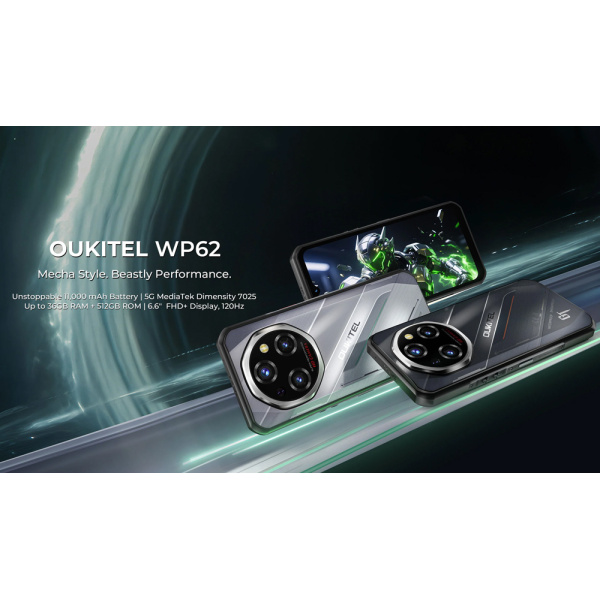 Alternative view of OUKITEL smartphone WP62, 6.6", 12/512GB, 5G, 11000mAh, IP68/IP69K/MIL-STD-810H, μαύρο