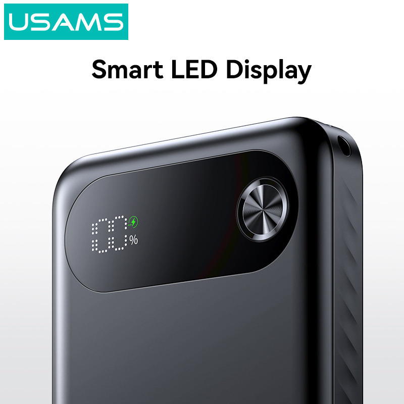 USAMS power bank CD249 με οθόνη, 3x θύρες εξόδου, 10000mAh, PD20W, μαύρο - Image 5