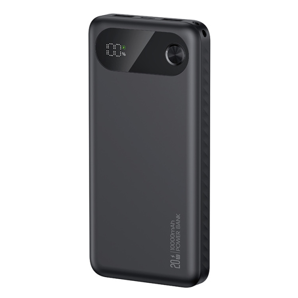 USAMS power bank CD249 με οθόνη, 3x θύρες εξόδου, 10000mAh, PD20W, μαύρο