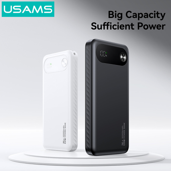 Alternative view of USAMS power bank CD249 με οθόνη, 3x θύρες εξόδου, 10000mAh, PD20W, λευκό