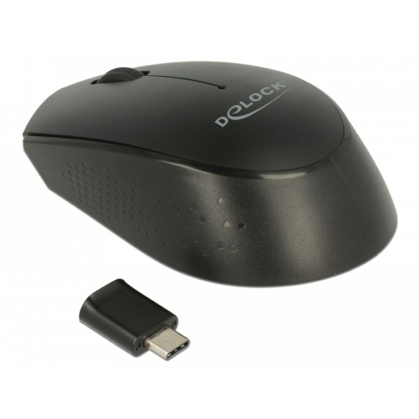 Alternative view of DELOCK ασύρματο ποντίκι 12526, Οπτικό, USB-C receiver, 3-button, μαύρο