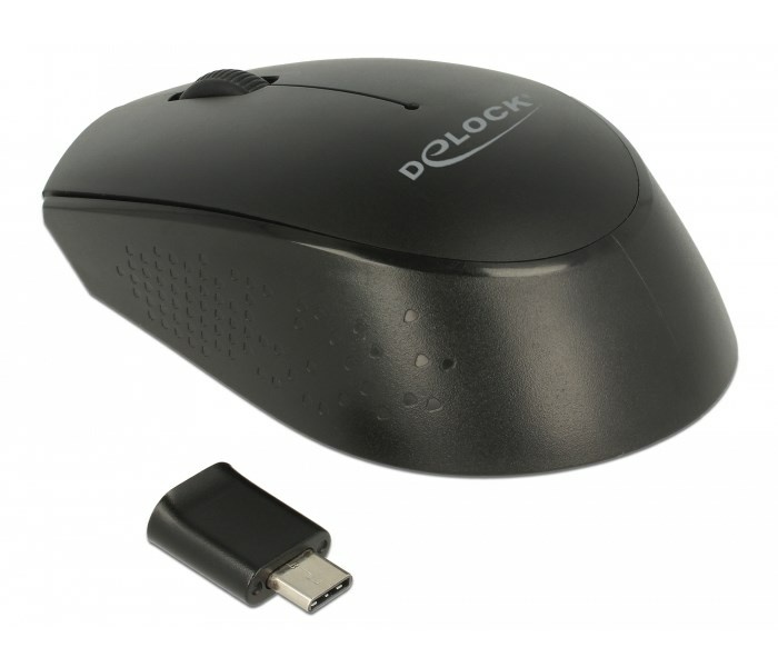 DELOCK ασύρματο ποντίκι 12526, Οπτικό, USB-C receiver, 3-button, μαύρο - Image 2