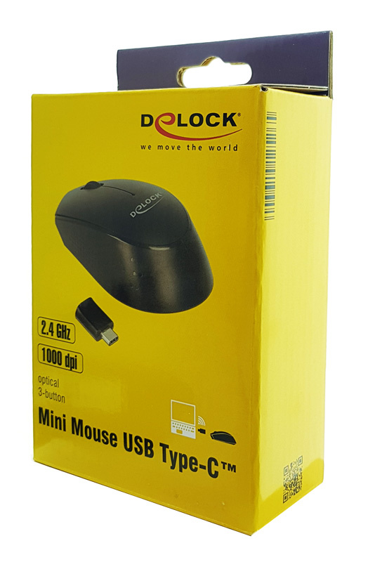 DELOCK ασύρματο ποντίκι 12526, Οπτικό, USB-C receiver, 3-button, μαύρο - Image 4