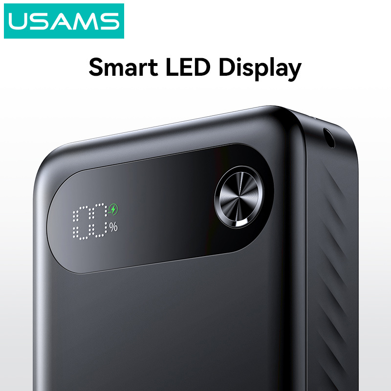 USAMS power bank CD251 με οθόνη, 3x θύρες εξόδου, 20000mAh, PD20W, λευκό - Image 5