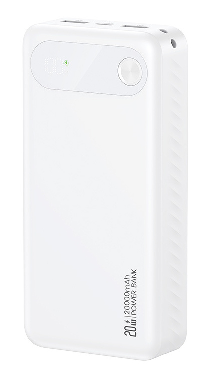 USAMS power bank CD251 με οθόνη, 3x θύρες εξόδου, 20000mAh, PD20W, λευκό
