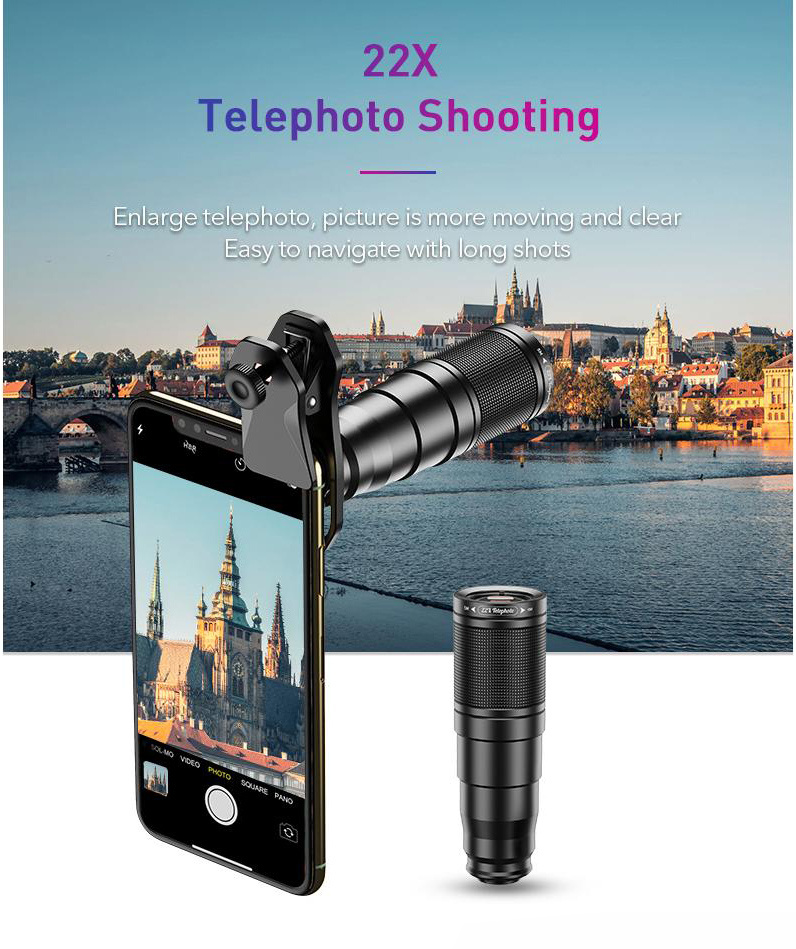 APEXEL σετ φακών για smartphone 22X105-4IN1 με τρίποδο, 4 σε 1, 22x zoom - Image 2