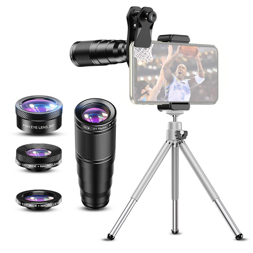 APEXEL σετ φακών για smartphone 22X105-4IN1 με τρίποδο, 4 σε 1, 22x zoom - Image 3
