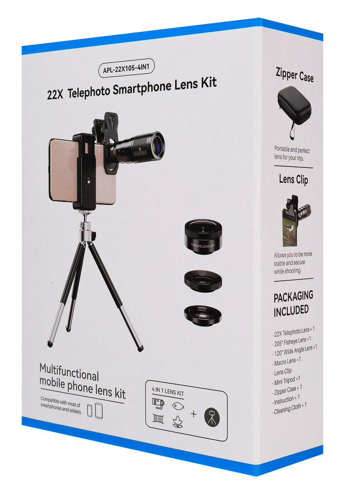 APEXEL σετ φακών για smartphone 22X105-4IN1 με τρίποδο, 4 σε 1, 22x zoom - Image 6