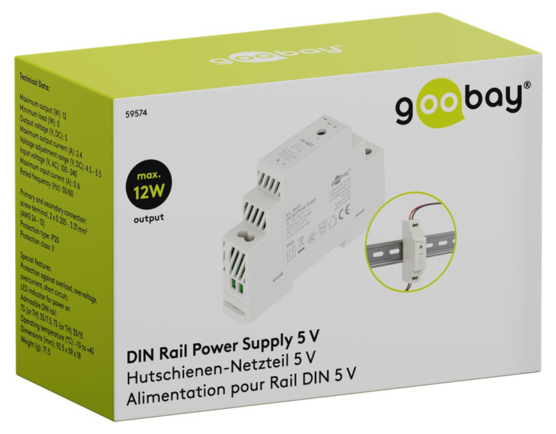 GOOBAY τροφοδοτικό 59574 για DIN rail, 5V/2.4A, 12W, IP20 - Image 3